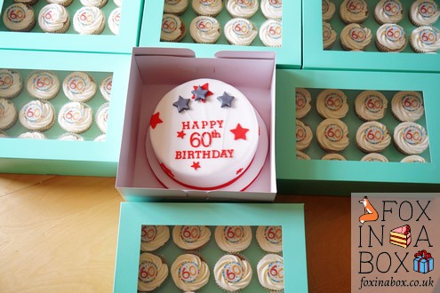 60th birthday cupcakes and cake