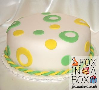 Birthday cake with green and yellow circles
