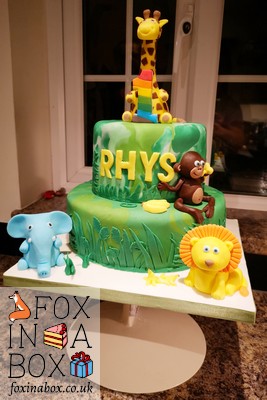 first birthday animals cake