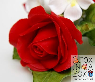 Sugar flower detail (red rose)